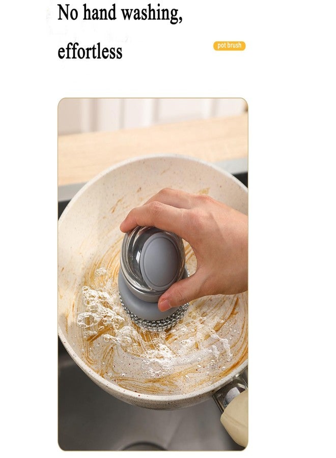 Tusmad 2024 New Press Out Liquid Pot Brush Kitchen Astronaut Non-Stick Oil Dishwashing Brush Cleaning Kitchen Automatic Detachable Dispenser Pack 1 - Image 4